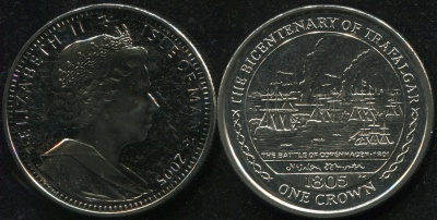 Остров Мэн. 1 крона. 2005 (Unc) Битва при Копенгагене. 1801