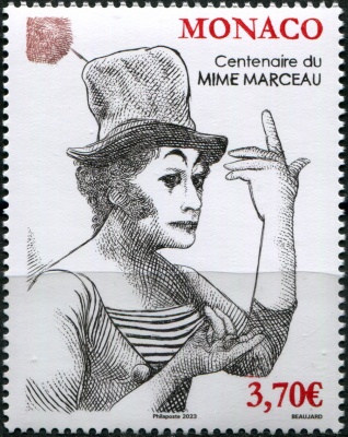 Монако. 2023. 100-летие со дня рождения Марселя Марсо, мима (Почтовая марка. MNH OG)