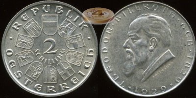 Австрия. 2 шиллинга. 1929 (Unc. Серебро)