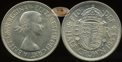 Великобритания. 1/2 кроны. 1953 (Unc)
