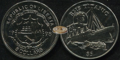 Либерия. 5 долларов. 1998 (Unc)