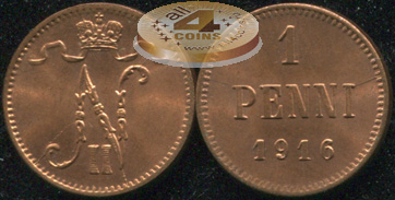 Финляндия (Российская). 1 пенни. 1916 (Unc)
