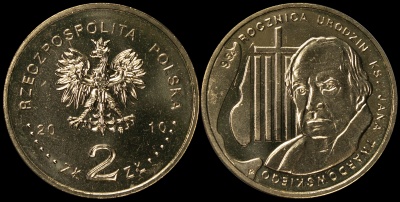 Польша. 2 злотых. 2010 (Unc) 95 лет со дня рождения Яна Твардовского