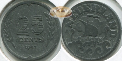 Нидерланды. 25 центов. 1941 (Unc)