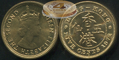 Британский Гонконг. 5 центов. 1972 (Unc)