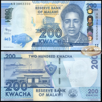 Малави. Банкнота 200 квач. 01.01.2012. Unc. Бумага. Кат.# P.60a
