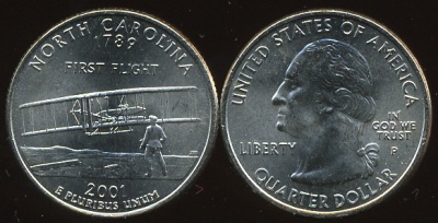 США. Квотер [25 центов]. 2001.P (Unc) Северная Каролина