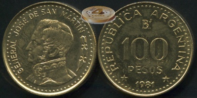 Аргентина. 100 песо. 1981 (Unc)
