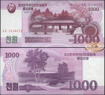 Корея, Северная [КНДР]. Банкнота 1000 вон. 2008(2009). Unc. Бумага. Кат.# P.64a