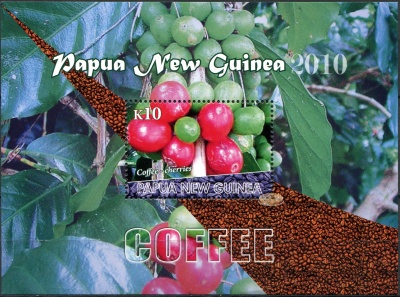 Папуа Новая Гвинея. 2010. Кофе из Папуа Новой Гвинеи (Блок. MNH OG)