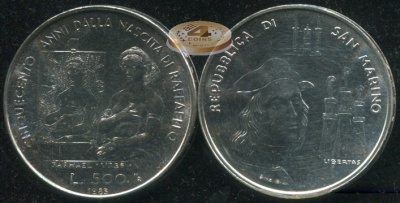 Сан-Марино. 500 лир. 1983 (Unc. Серебро)