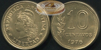 Аргентина. 10 центаво. 1976 (Unc)