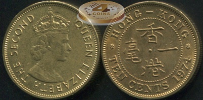 Британский Гонконг. 10 центов. 1974 (Unc)