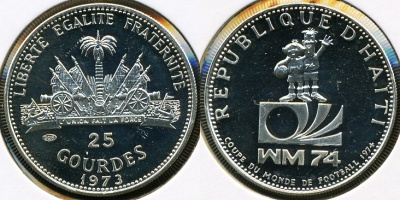 Гаити. 25 гурдов. 1973 (Proof. Серебро)
