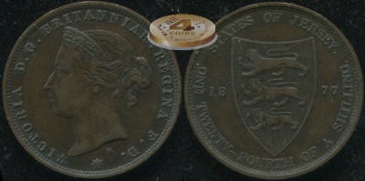 Джерси. 1/24 шиллинга. 1877 (aUnc/XF+)