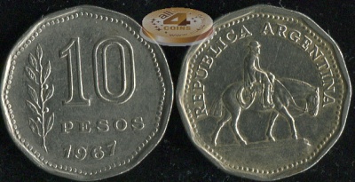 Аргентина. 10 песо. 1967