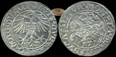 Литва. 1/2 грошена. 1551 (FX/Unc) [R! - редкая]