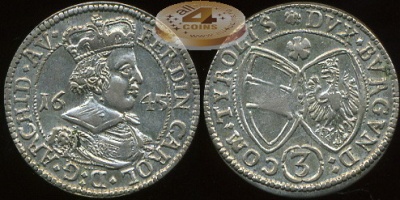 Священная Римская империя. Грошен. 1645 (XF. Серебро)