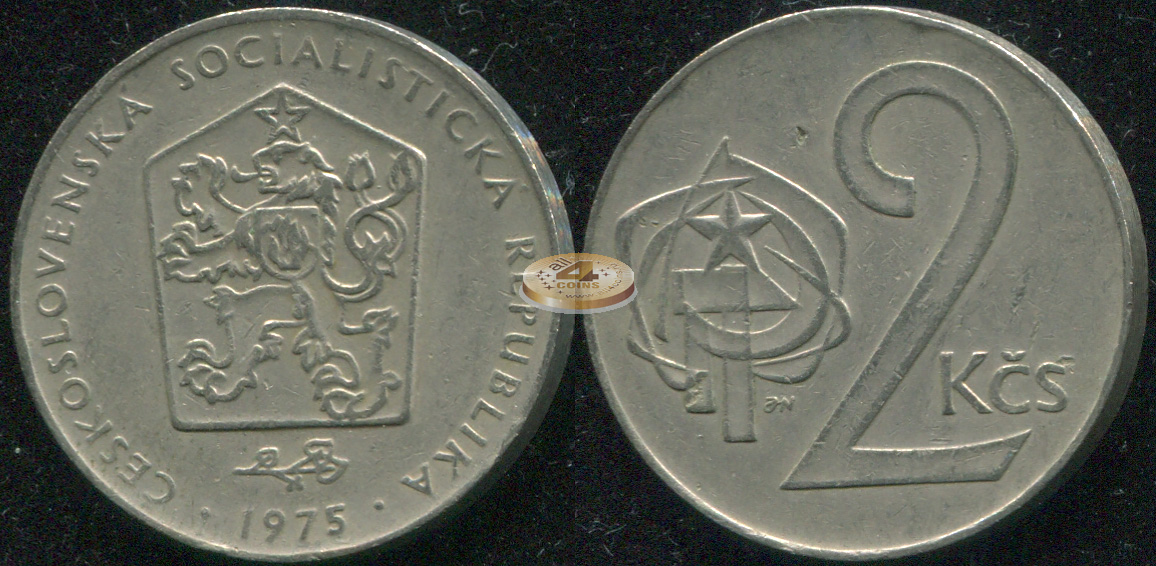 Чехословакия. Монета 2 кроны. 1975 (KM#75. XF)