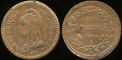 Франция [Первая республика]. Деcим. 1796.A (XF)