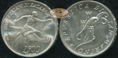 Сан-Марино. 500 лир. 1987 (Unc. Серебро)