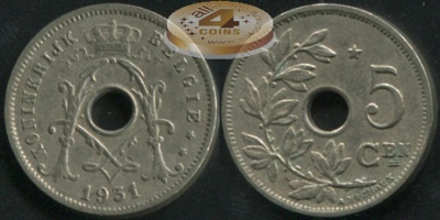 Бельгия. 5 центимов. 1931 (VF+)