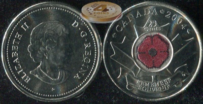 Канада. 25 центов. 2004 (Unc. Эмаль)