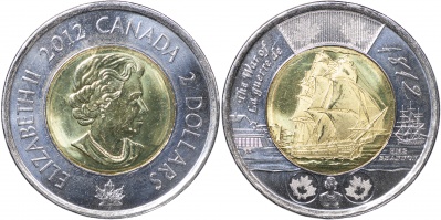 Канада. Монета 2 доллара. 2012 (KM#1258. Unc. Биметалл) Броненосный крейсер «Шеннон»