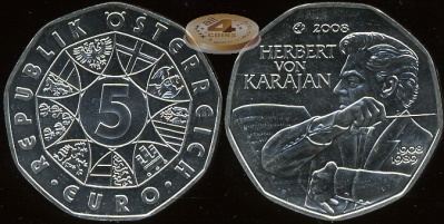 Австрия. 5 евро. 2008 (Unc. Серебро)