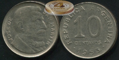 Аргентина. 10 центаво. 1953 (VF)