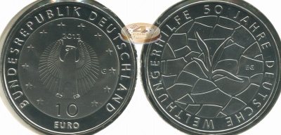 Германия. 10 евро. 2012.G (Proof-Like)
