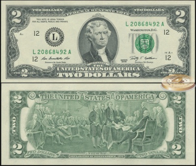 США. 2 доллара (Unc) 2009.L