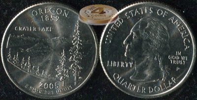 США. Квотер (25 центов). 2005.P (Unc) Орегон
