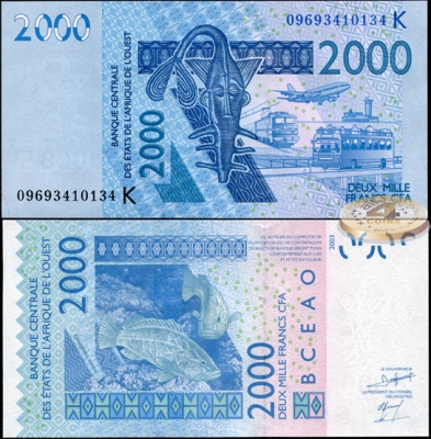 Сенегал (КФА Запад). 2000 франков (Unc) 2009