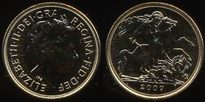 Великобритания. Соверен. 2007 год (Unc. Золото)