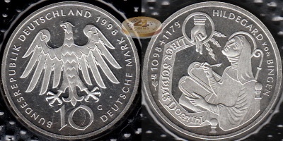 Германия (ФРГ). 10 марок. 1998 G (Proof. Серебро)