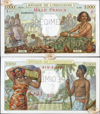 Джибути. 1000 франков (Unc. Specimen) 1938