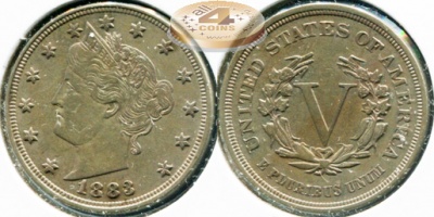 США. 5 центов. 1883 (XF+)