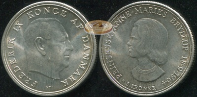 Дания. 5 крон. 1964 (Unc. Серебро)