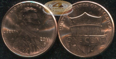 США. 1 цент. 2011.D (Unc) Lincoln Cent. Реверс щита
