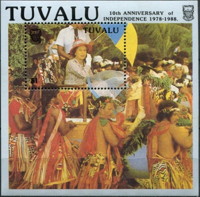 Тувалу. 1988. 10 лет независимости Тувалу (III) (Блок. MNH OG)