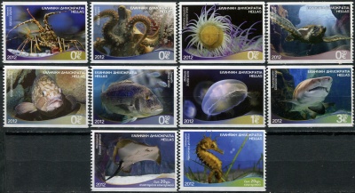 Греция. 2012. Богатства греческих морей (Серия Почтовых марок. MNH OG)