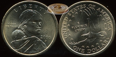 США. Монета 1 доллар. 2000.D (KM#310. Unc) Sacagawea Dollar