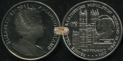 Остров Вознесения. 2 фунта. 2011 (Unc)
