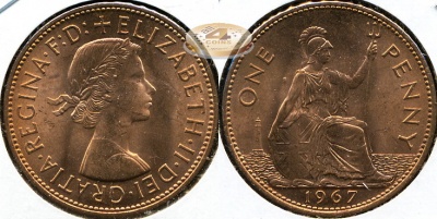 Великобритания. 1 пенни. 1967 (Unc)