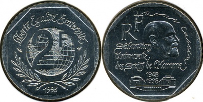 Франция. 2 франка. 1998 (Unc)