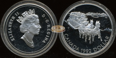 Канада. 1 доллар. 1992 (Proof. Серебро)