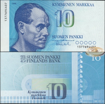 Финляндия. 10 марок (Unc) 1986