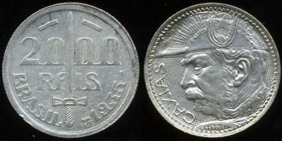 Бразилия. 2000 рейс. 1935 (aUnc. Серебро)