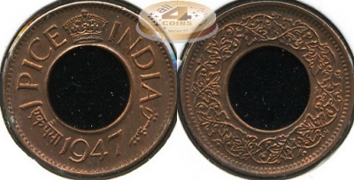 Британская Индия. 1 пайса. 1947 (Unc)